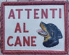 Targa attenti al cane, rettangolare, in ceramica, dipinto a mano, personalizzato, cm 17x13