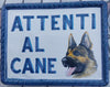 Targa attenti al cane, rettangolare, in ceramica, dipinto a mano, personalizzato, cm 17x13