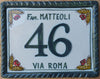 Numero civico rettangolare, in ceramica, dipinto a mano, personalizzato, cm 17x13